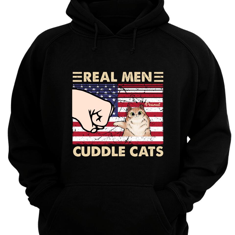 Trending Personalzied Real Men Cuddle Cats – Gift For Dad, Personalized Hoodie