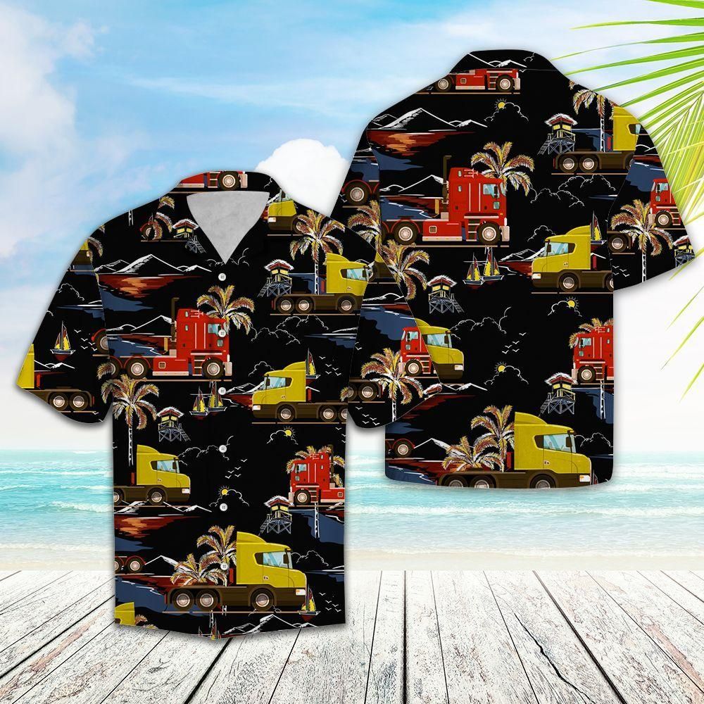 Trucker Vacation Aloha Hawaiian Shirt Colorful Short Sleeve Summer Beach Casual Shirt For Men And Women