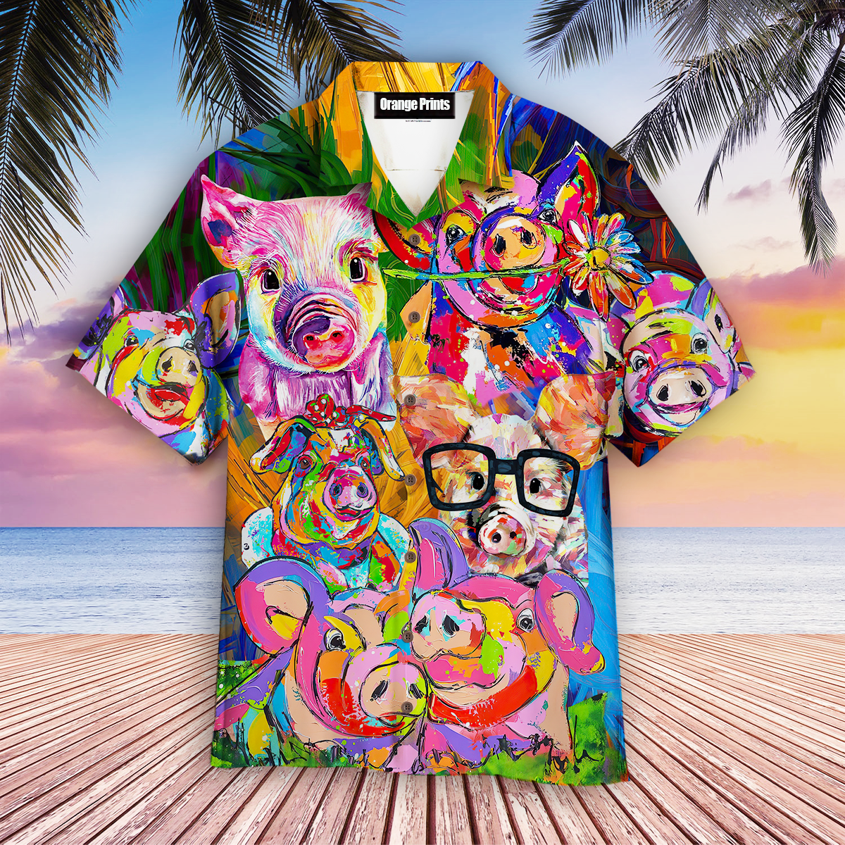 Farm Pig Colorful Awesome Abstract Aloha Hawaii Shirts For Men Women Ha10157