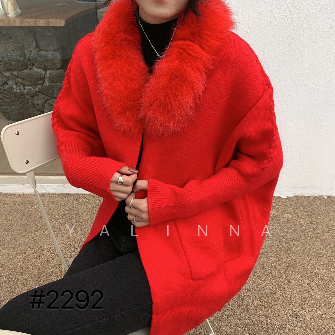 Sweater Women Time-limited Solid Long 2022 New Woman Sweater Fox Fur Collar Bat Sleeve Knitted Cardigan Loose Large Size Outer alx