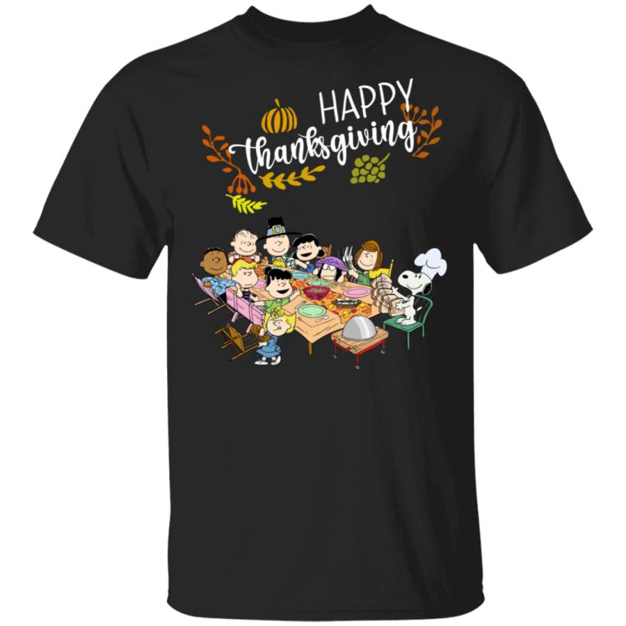 Happy Thanksgiving Snoopy In A Party With Friends T-Shirt