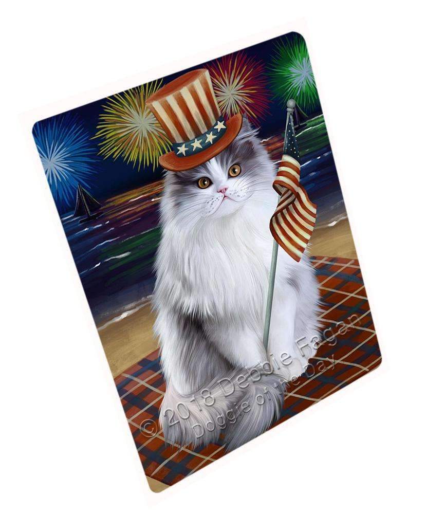 4Th Of July Independence Day Firework Persian Cat Blanket Blnkt56181 (37X57 Sherpa)