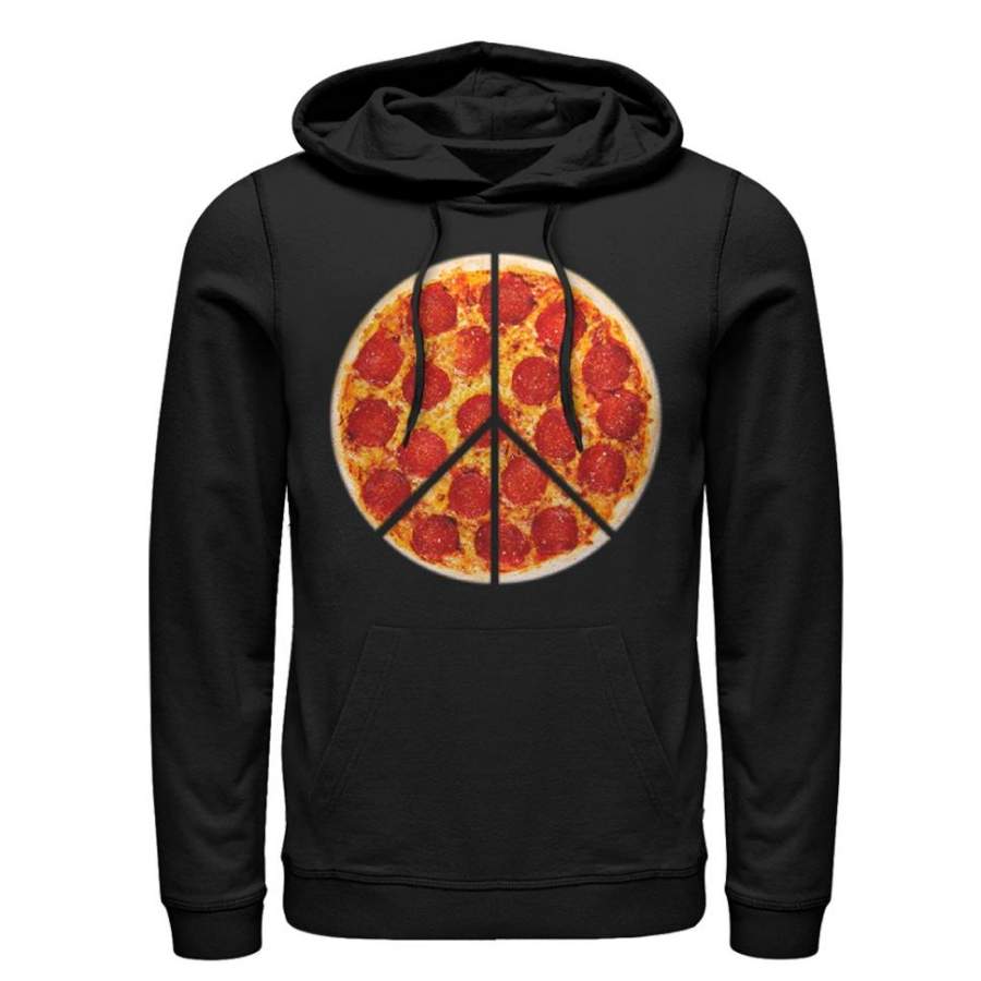 Lost Gods Men’s Peace Pizza Pie  Lightweight Hoodie Black