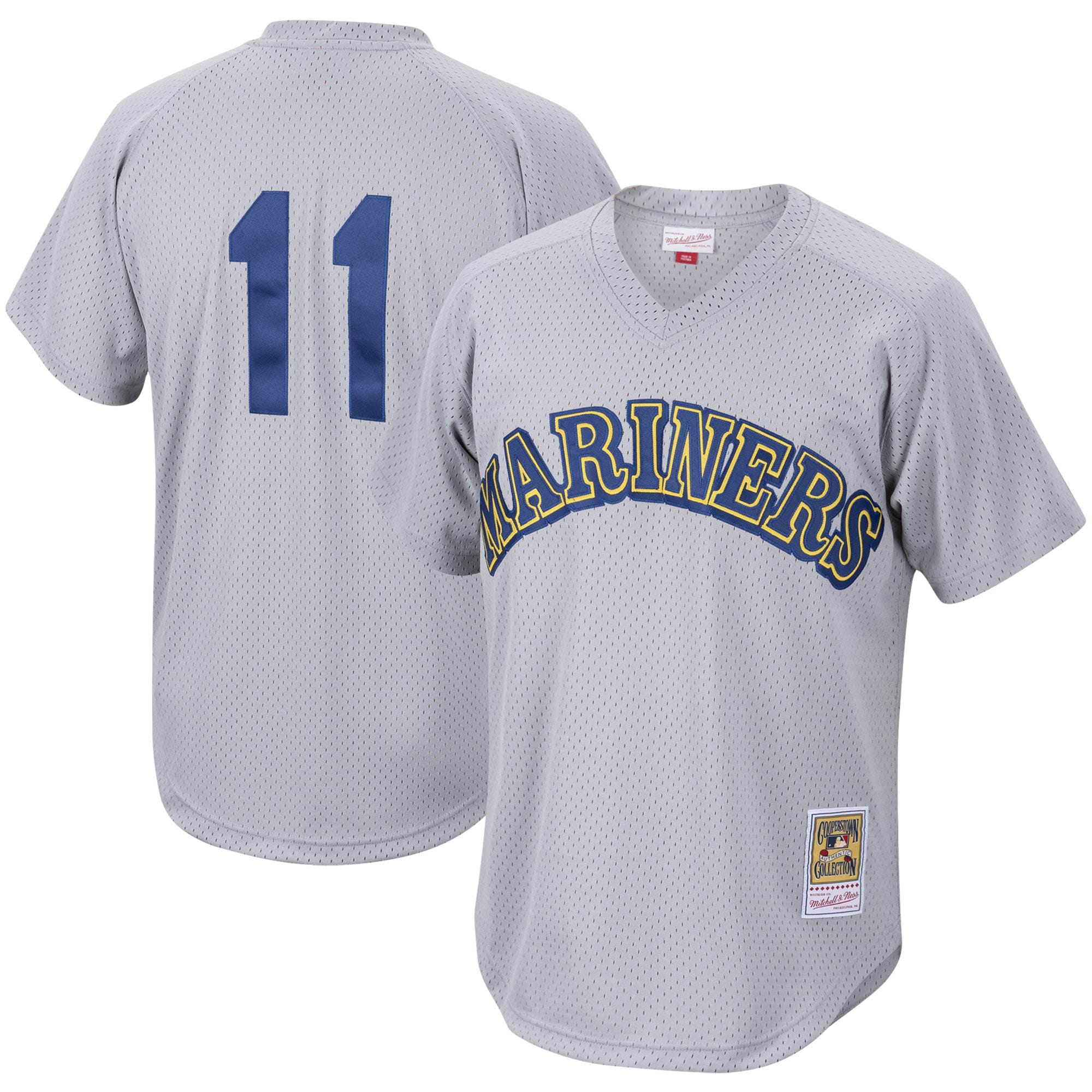 Men’s Seattle Mariners Edgar Martinez Mitchell & Ness Charcoal Cooperstown Collection Mesh Batting Practice Jersey