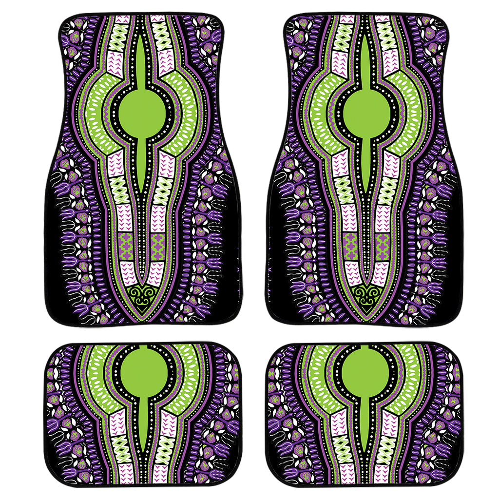 Black And Purple African Dashiki Print Front And Back Car Floor Mats