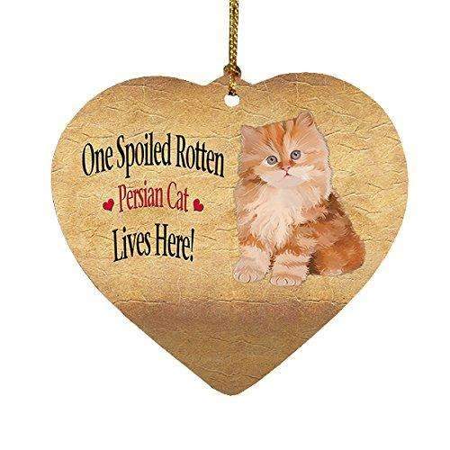 Red Persian Kitten Spoiled Rotten Cat Heart Christmas Ornament