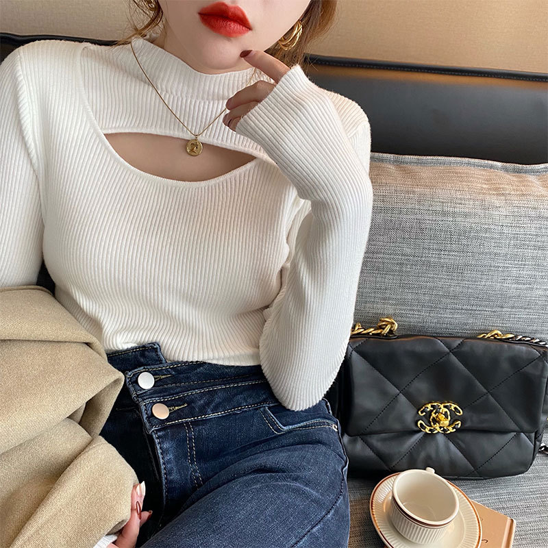 Women 2022 Autumn Winter Fashion New High Neck Solid ColorLong Sleeve Knit Sweater For Ladies Inner Slim Bottoming Tops alx