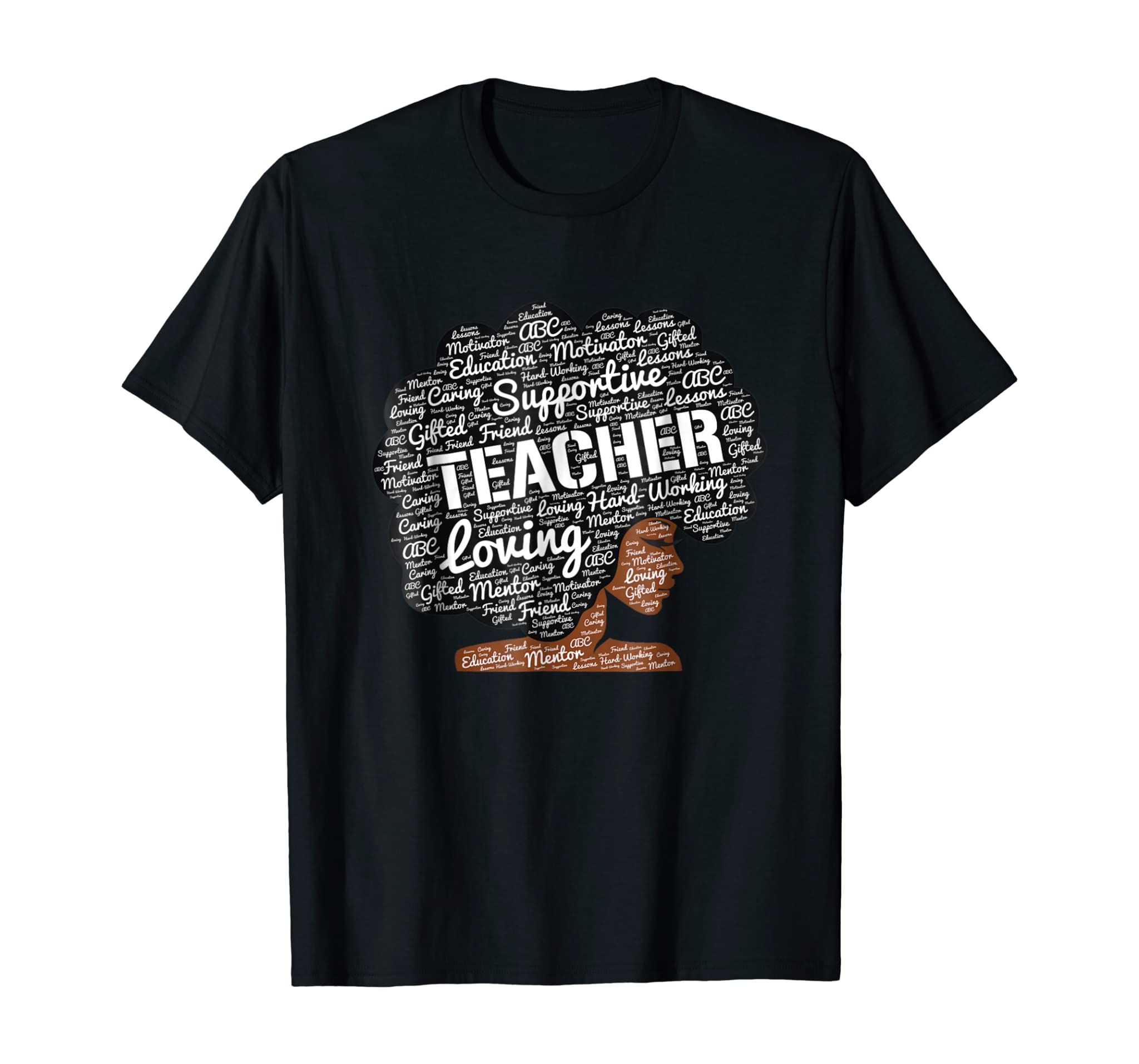 Natural Hair Afro African American Black Teacher T-Shirt