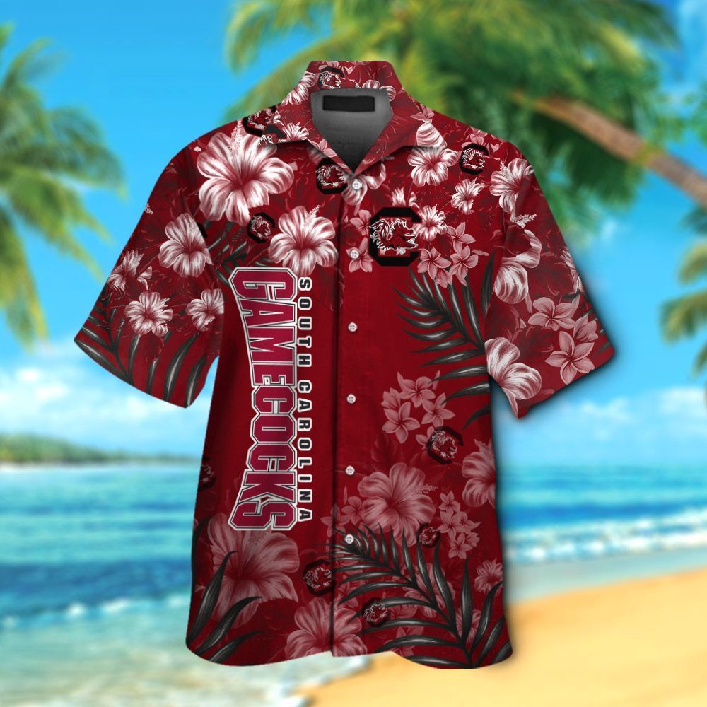 NCCA South Carolina Gamecocks Garnet Flowers Hawaiian Shirt