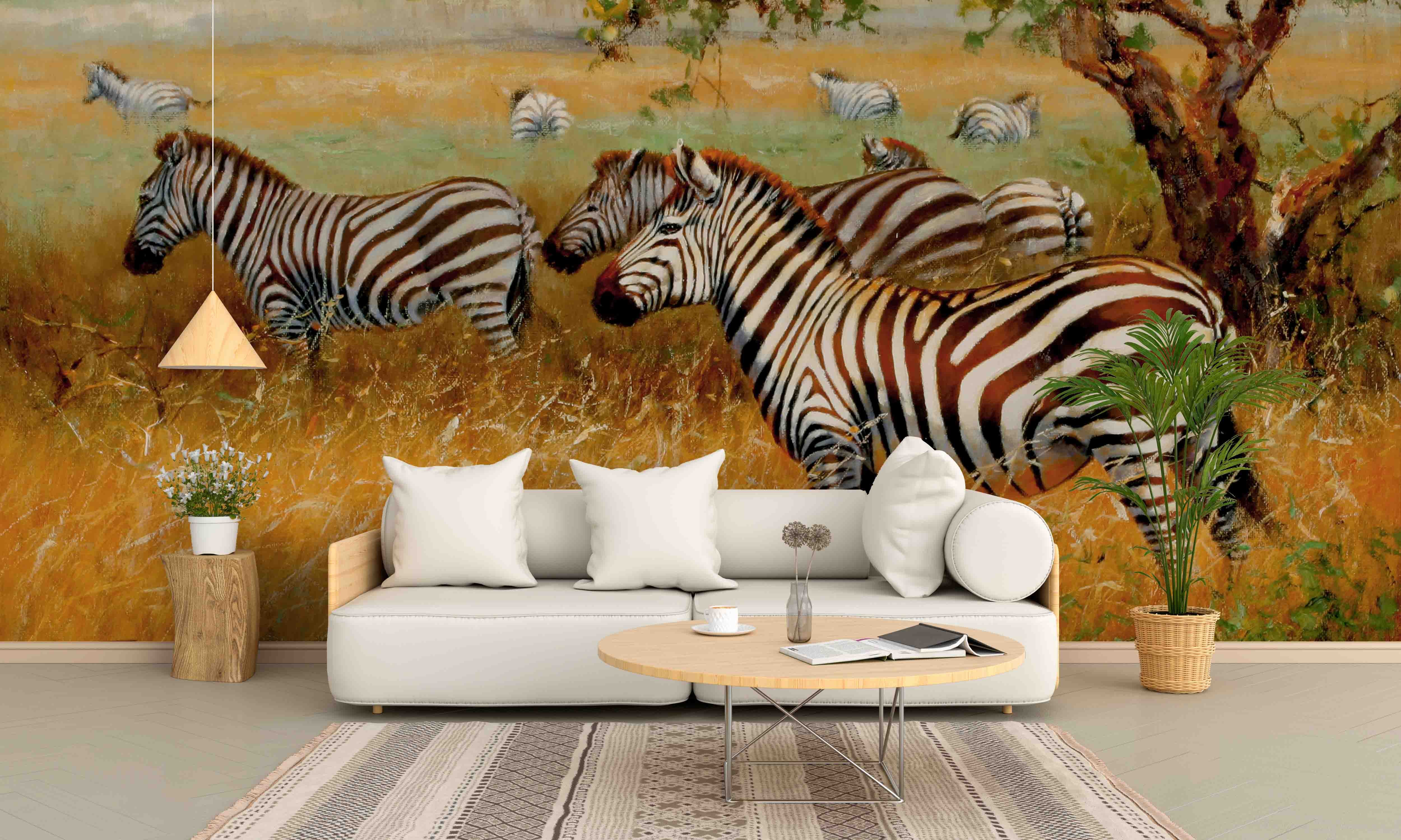 3D Realistic Grassland Zebra Animal Wall Mural Wallpaper Lxl 1625