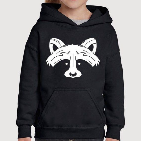 Raccoon Animal Illustration Drawing Childrens Unisex Kids Hooded Sweater Sweatshirt Hoodie Cosy Cute TumblrFree ship