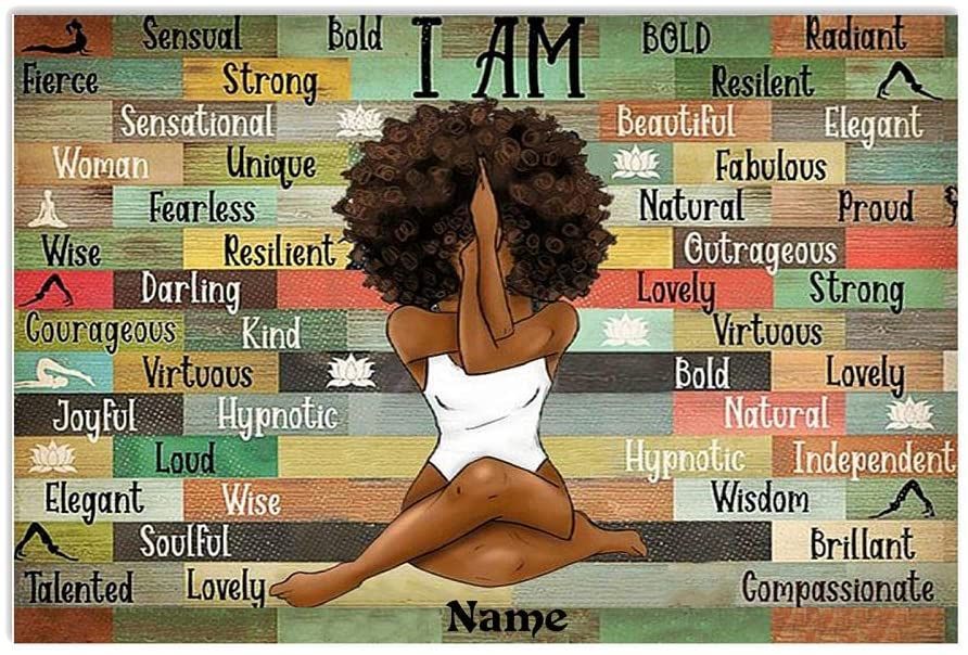 Personalized Afro Girl Yoga I Am Black Queen Poster Funny Hippie Lover Gifts Horizontal Poster No Frame Or Canvas 0.75 Full Size For Birthday, Christmas