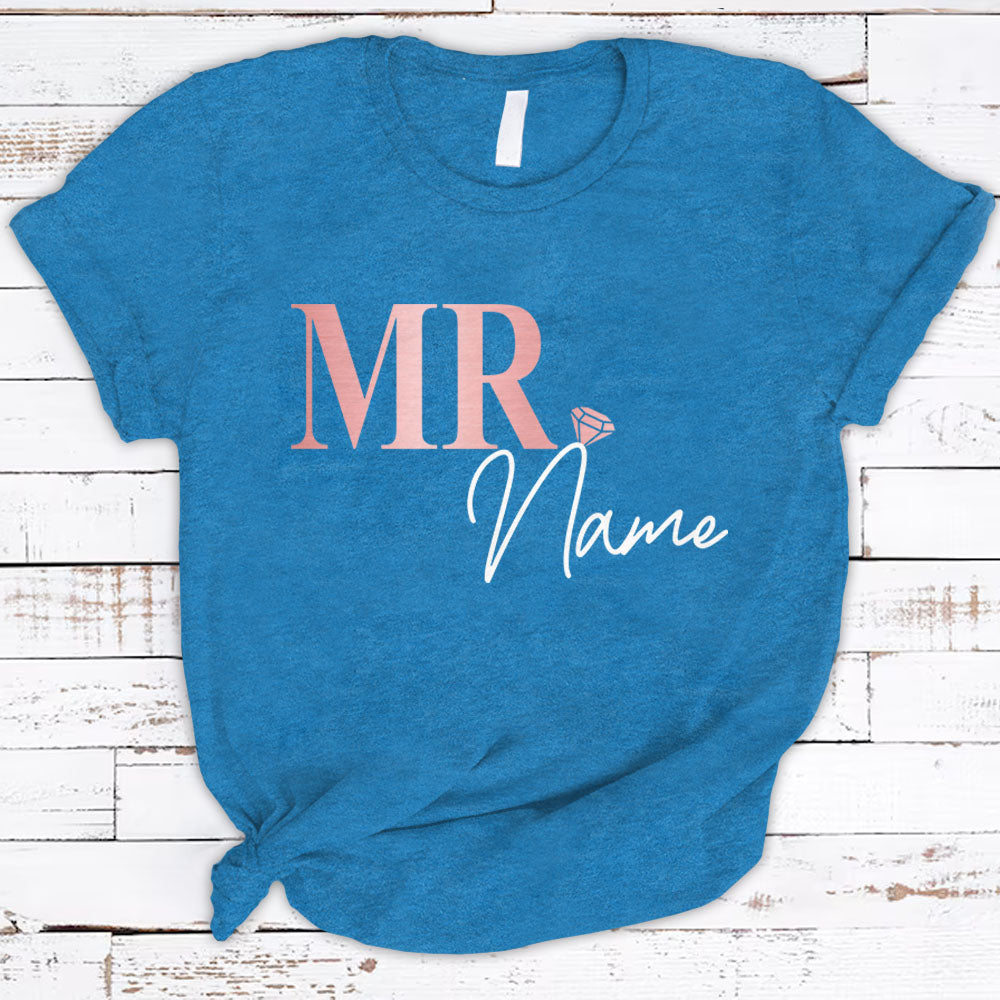 Personalized Future Mrs Or Mr Last Name  Metallic Rose Gold Pattern Shirts Gift For Girlfriend Boyfriend Future Wife Future Husband Hg98 Phts