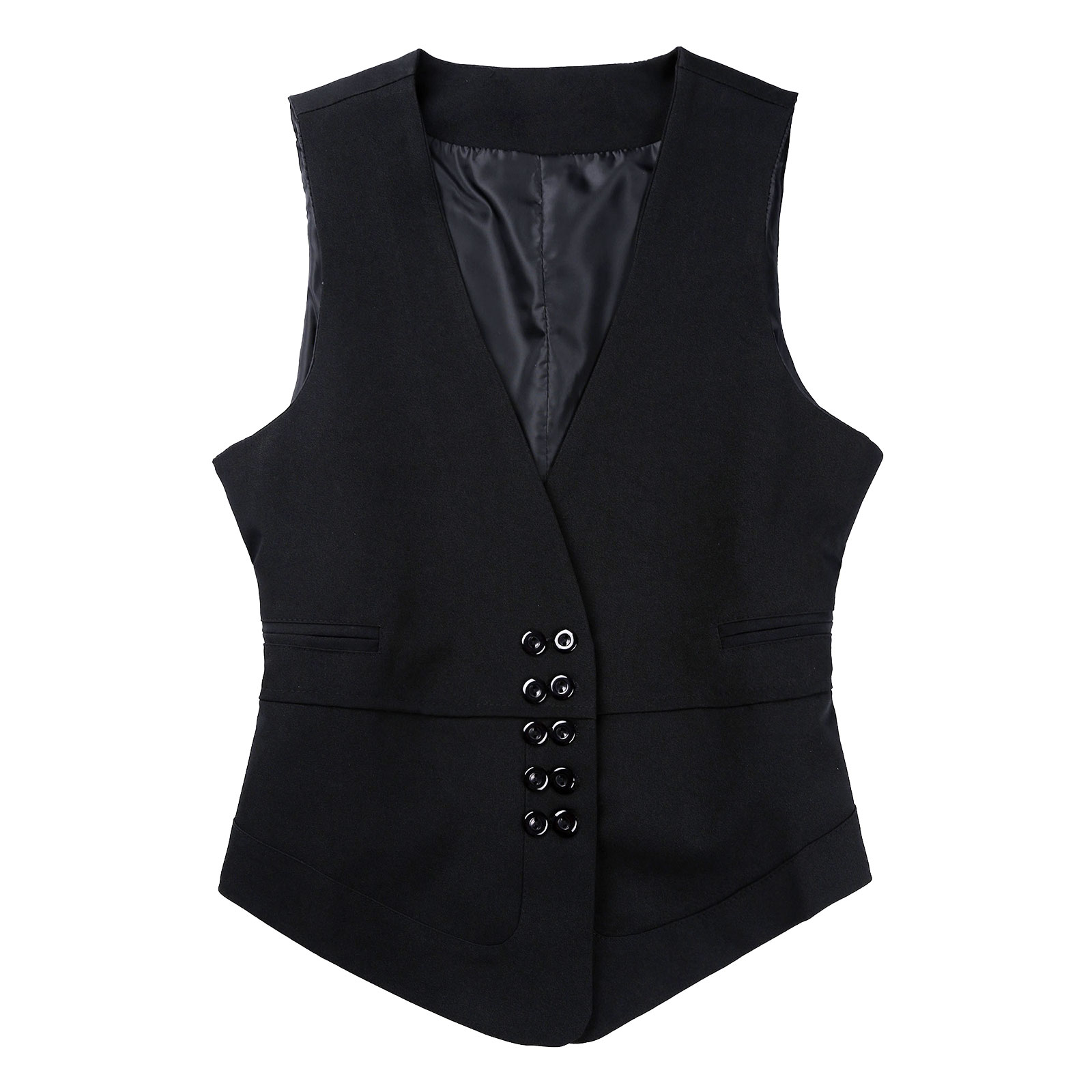 Women’s Suits Vest Elegant OL Ladies Waistcoats V Neck Double Breasted Button Down Sleeveless Vest Fashion Womans Vests Mujer alx