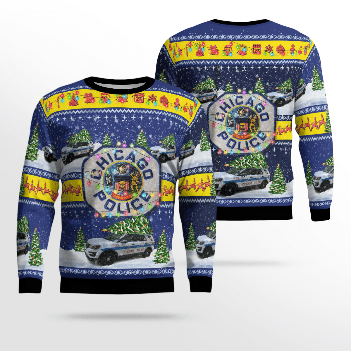 Chicago Police Ford Police Interceptor Utility Christmas Ugly Sweater, All Over Print Sweatshirt