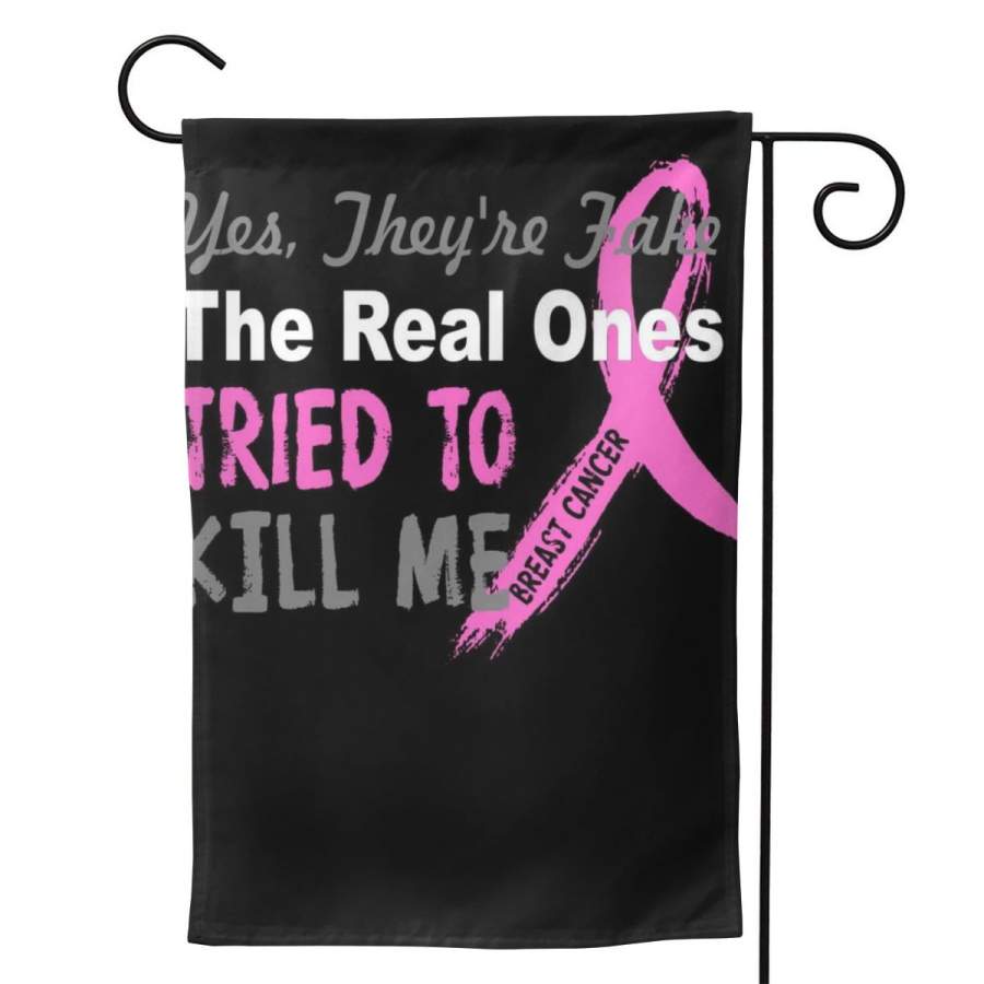 2 Pcs Garden Flag Yes They’re Are Fake The Real Ones Tried To Kill Me Horizontal Poster 12.5″x18″ -Mothers Day, Birthday Gifts for Mom, Dad, Wife, Husband, Daughters, Grandma, Friends