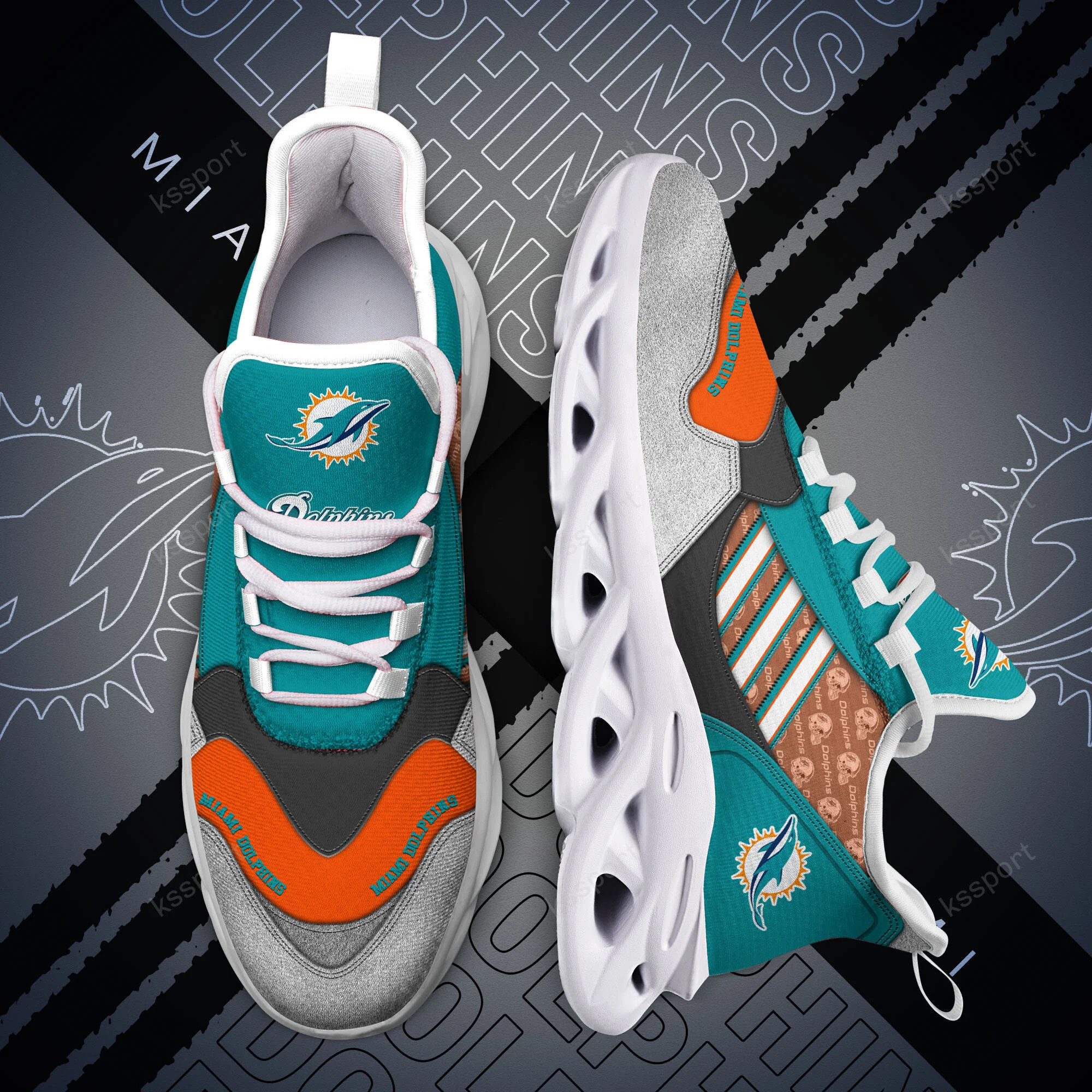 Miami Dolphins Yezy Running Sneakers Bg752