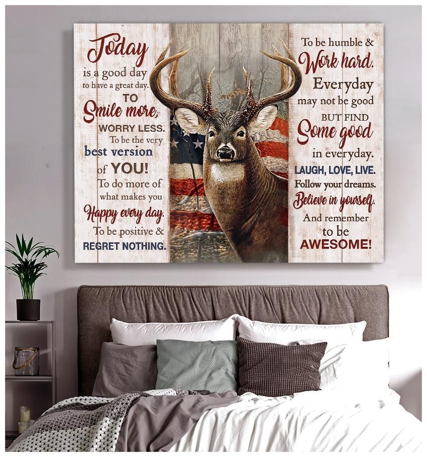 Today Is A Good Day Deer Wall Art Canvas Gift For Family, Wall Art Decor, Canvas Print, Home Decor