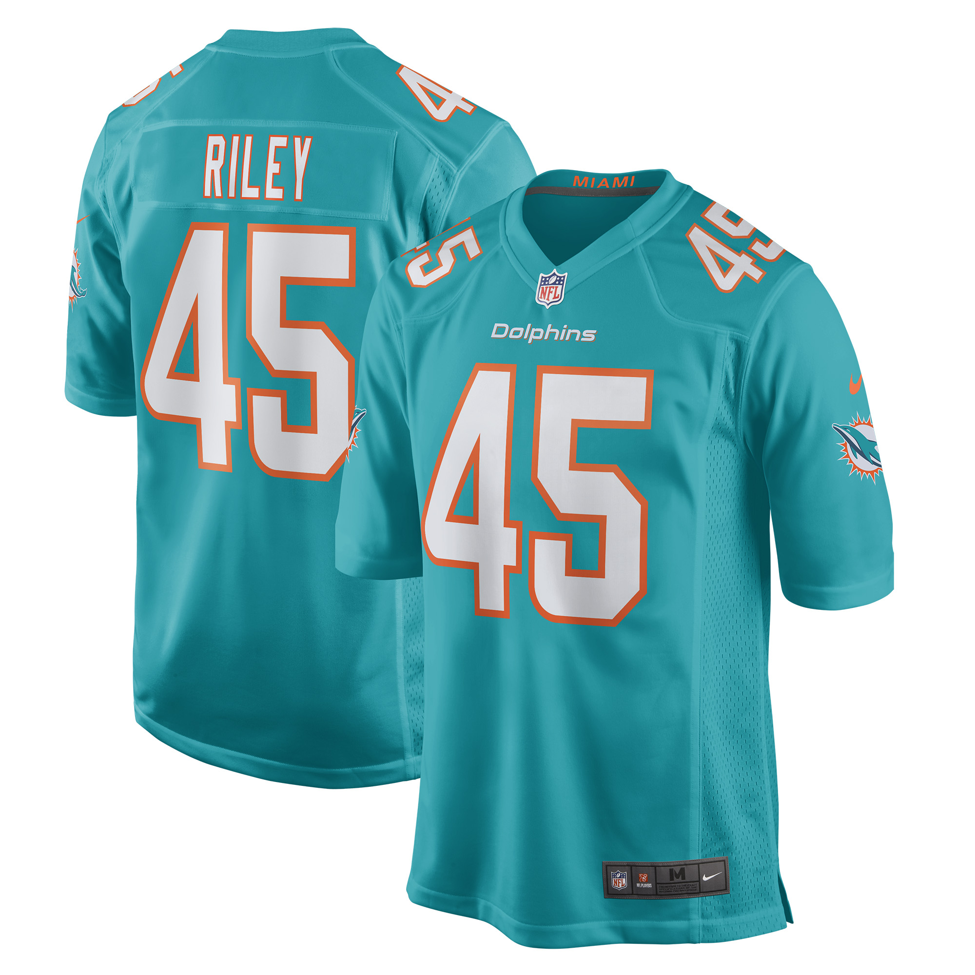 Duke Riley Miami Dolphins Game Jersey – Aqua