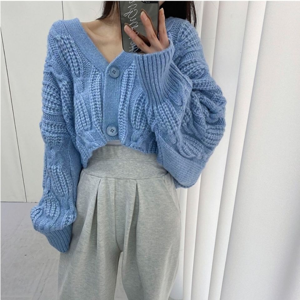 Cropped Cardigan Women Solid Simple V-neck Spring All-match Sweaters Ladies Basic Cozy Leisure Ulzzang Vintage College Tender alx