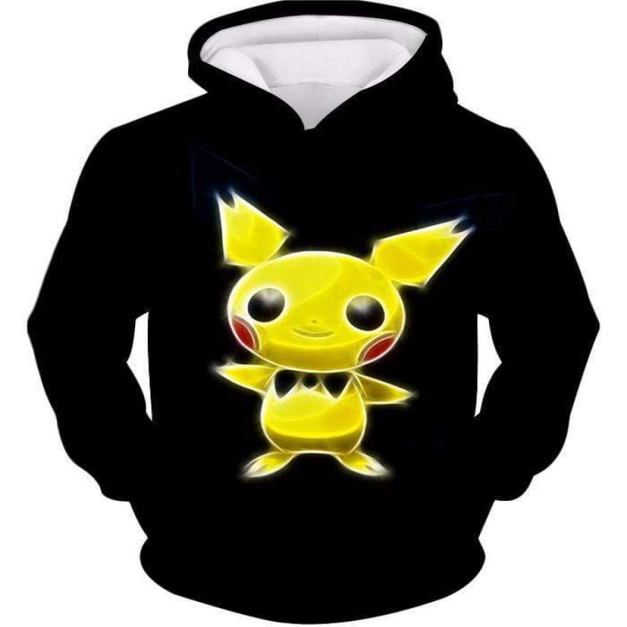 Pokemon Thunder Pokemon Pichu Cool Black Hoodie  - Pokemon Hoodie Animood