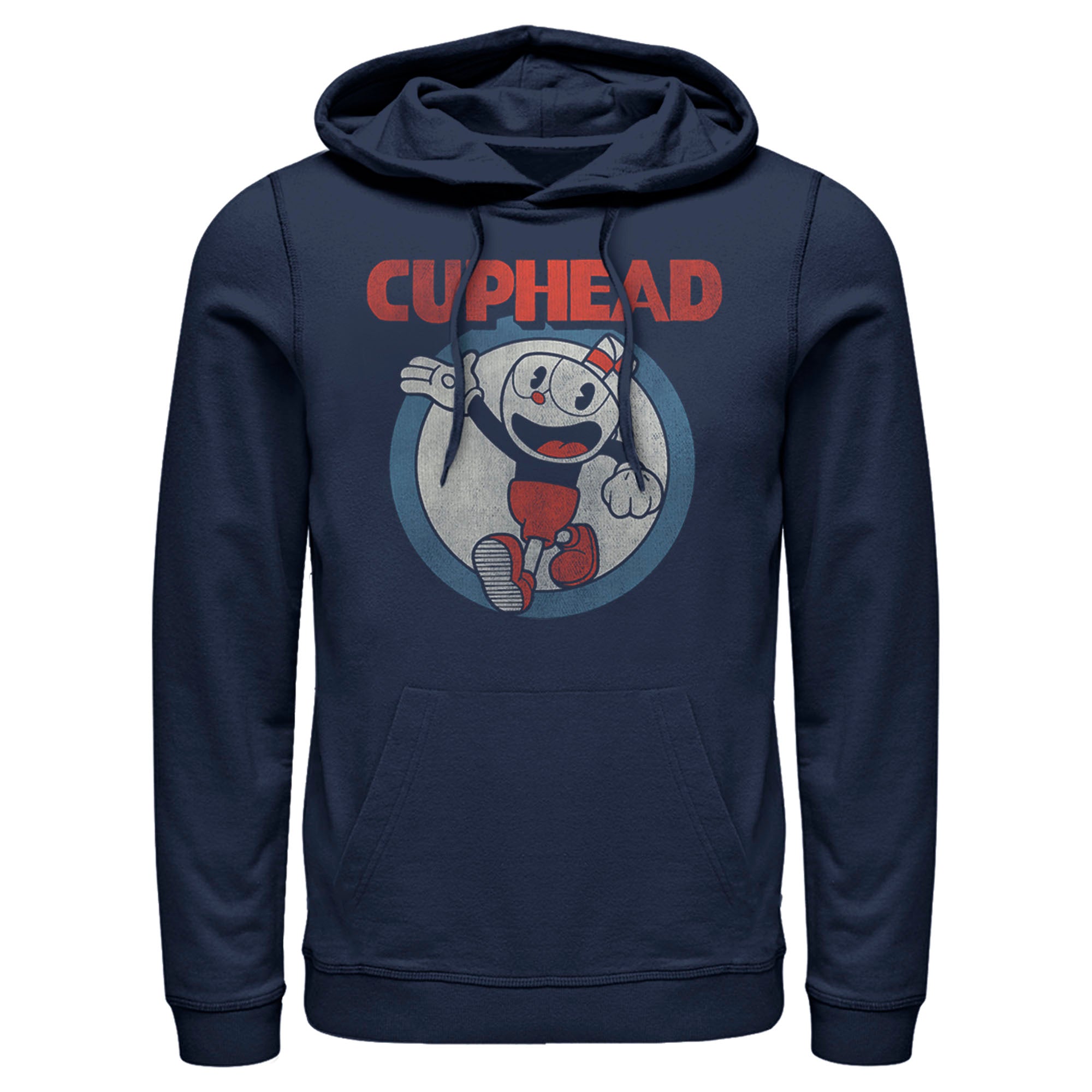 Men’S Cuphead Smile And Wave Distressed Pull Over Hoodie