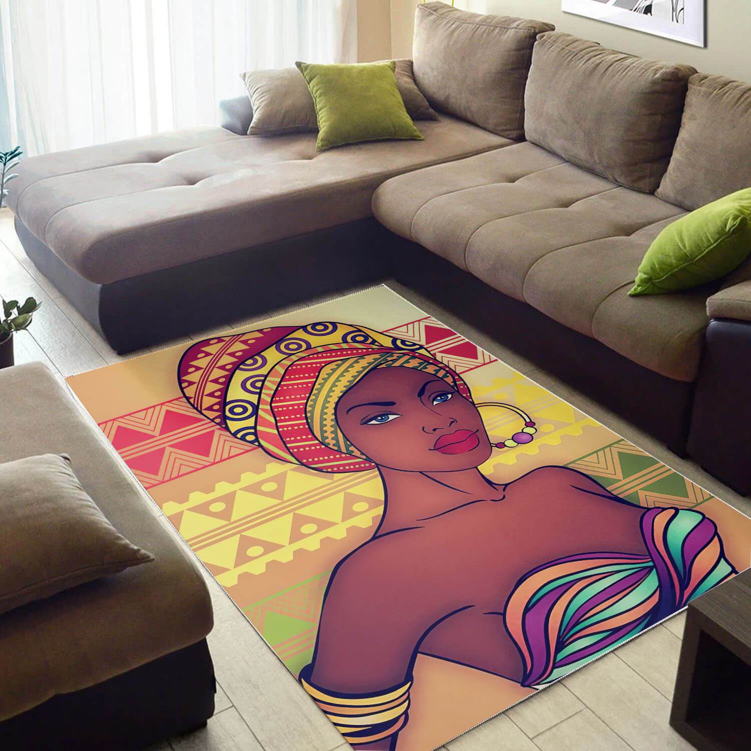 Afrocentric Area Rugs Beautiful Afro Woman African American Art Rug African Themed Living Room WBG17218