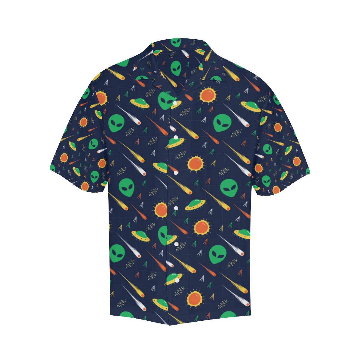 Ufo Alien Hawaiian Shirt Alien Ufo Comet Pattern Hawaii Aloha Shirt