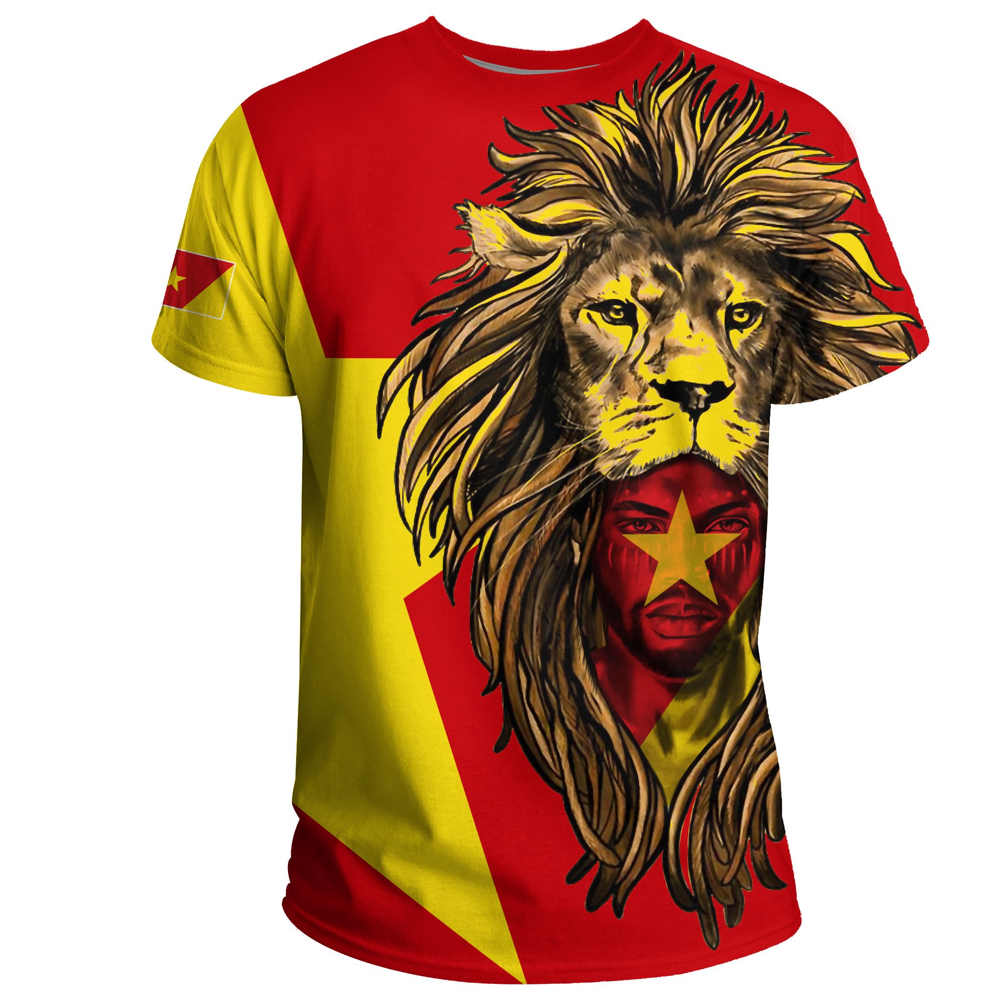 1stTheWorld Amhara T-shirt – Amhara Flag Men Lion A10