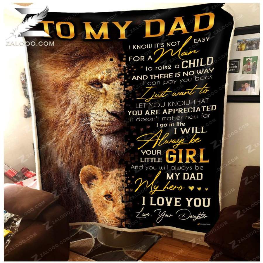 Animal – Fleece Blanket – Lion – To My Dad (Daughter) – My Dad My Hero Christmas Gift Ideas