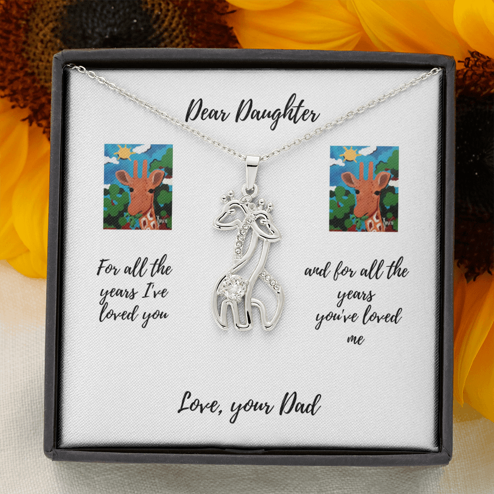 Father To Daughter Giraffe Cz Necklace