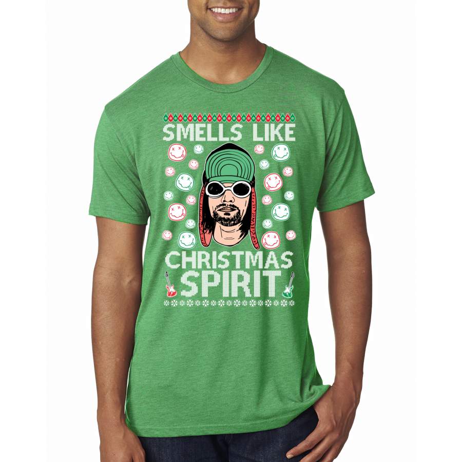 Smells Like Christmas Spirit Ugly Christmas Sweater Christmas Mens Premium Tri Blend T-Shirt