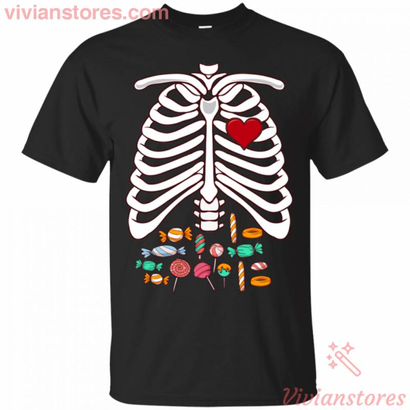 Skeleton Candy Rib Cage X Ray Halloween T-Shirt