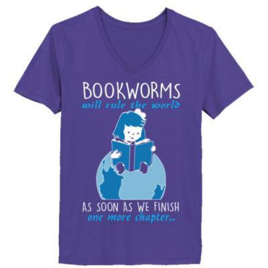 AGR Bookworms Will Rule The World As Soon As We Finish One More Chapter – Ladies’ V-Neck T-Shirt