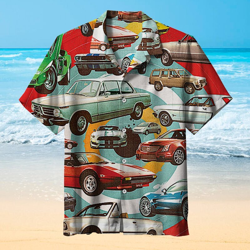 Retro Car Printing Art Hawaii Shirt Unisex Adult Ha24067