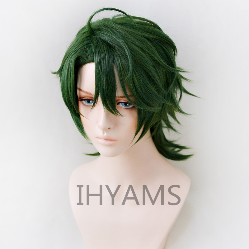 Anime SK∞ Joe Cosplay Wig Green Short Straight Mullet Synthetic Hair Heat Resistant SK8 the Infinity SK Eight + Wig Cap alx