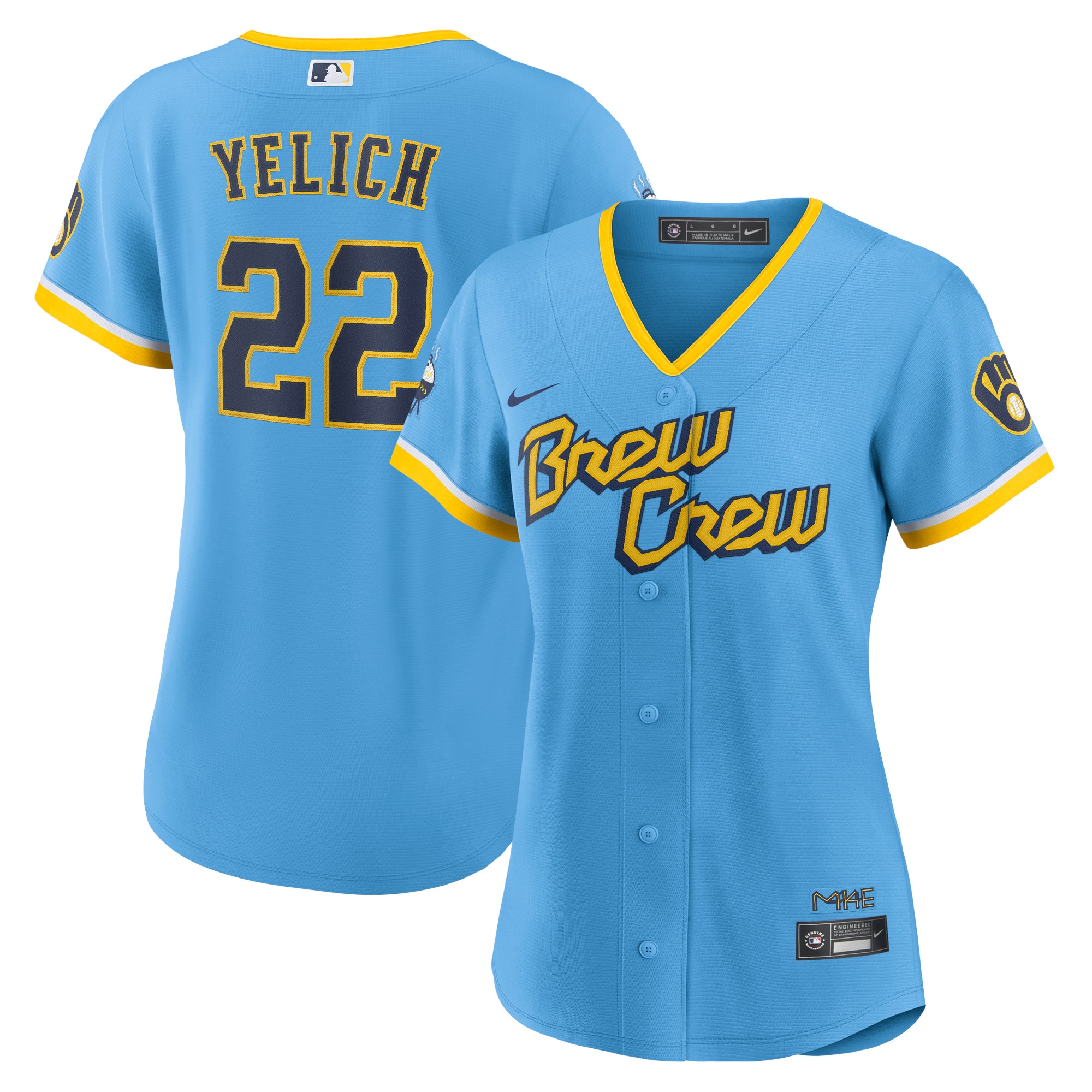 Women’s Milwaukee Brewers Christian Yelich Powder Blue 2022 City Connect Player Jersey