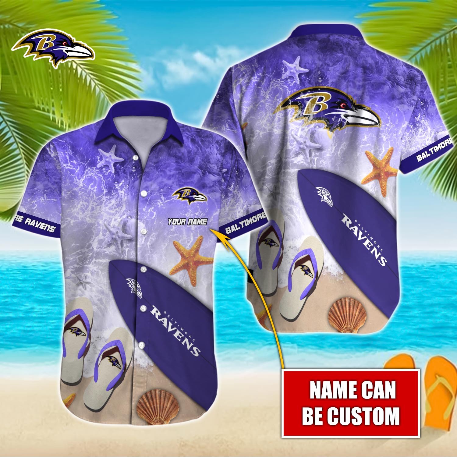 Baltimore Ravens Custom Name Hawaiian Shirt T-39910