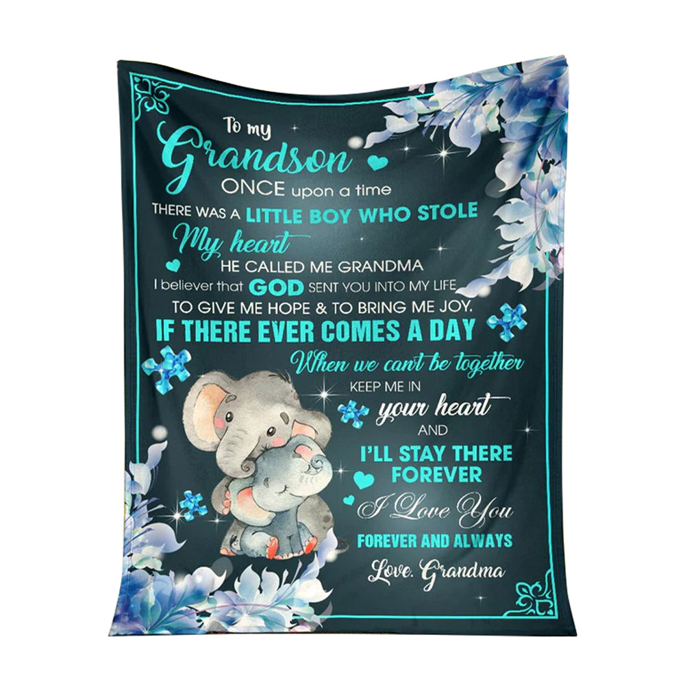 Autism To My Grandson Autism Awareness Elephant – Flannel Blanket