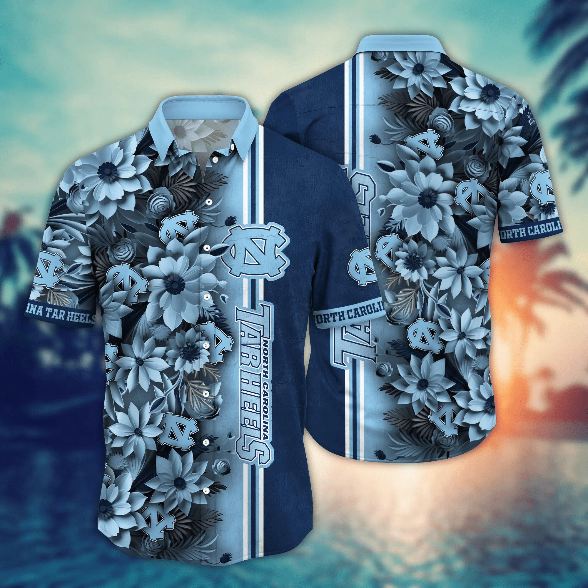 North Carolina Tar Heels NCCA Hawaiian Shirt Custom Vacation Spots Aloha Shirt