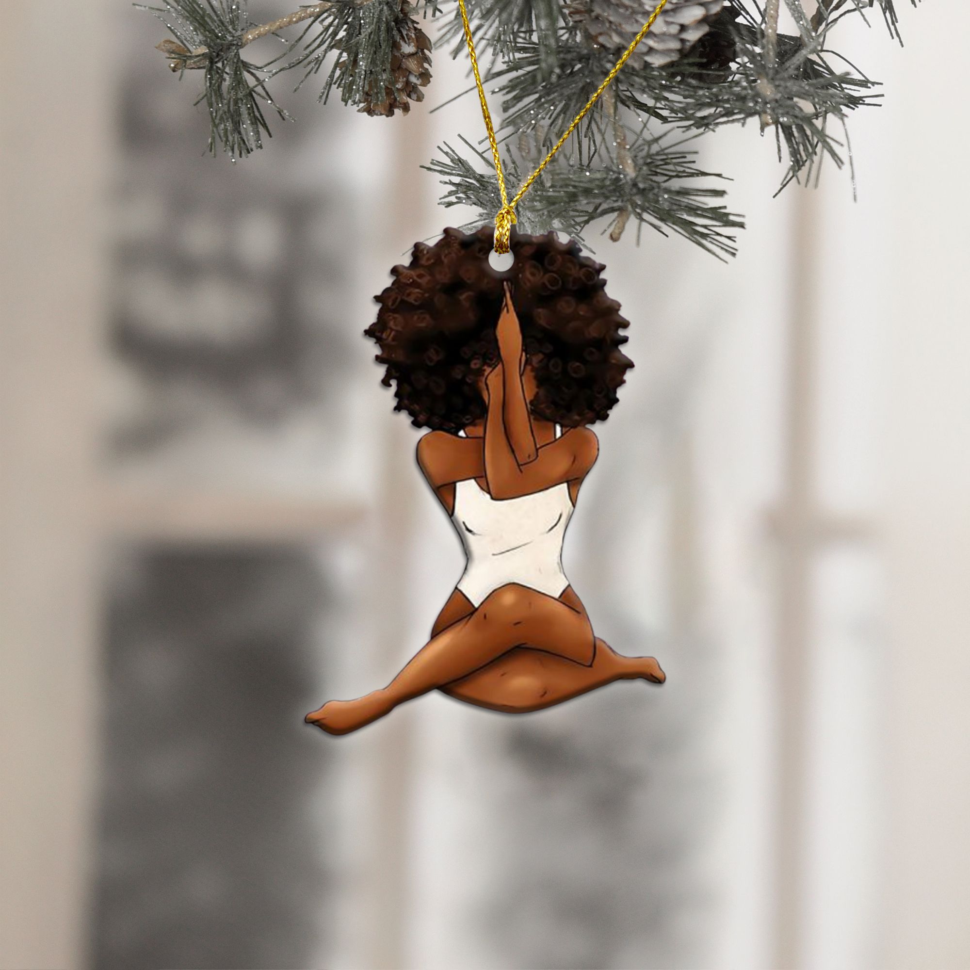 African Amercican Black Girl Ornament