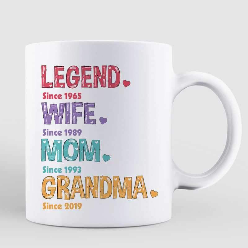 Legend Wife Mom Grandma Floral Pattern Personalized Mug