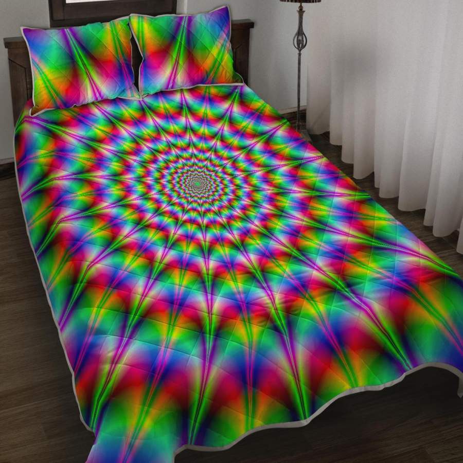 Spiky Psychedelic Optical Illusion Quilt Bed Set