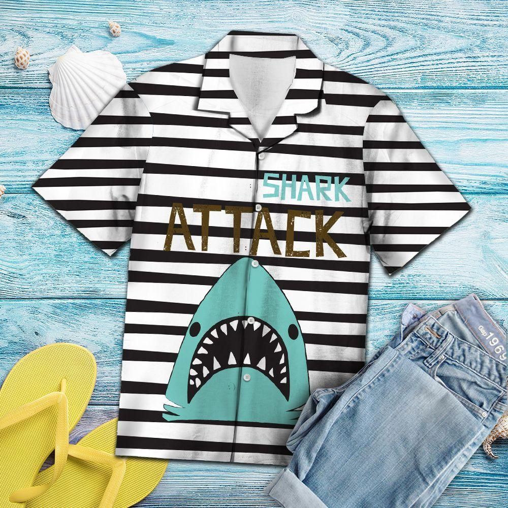 Shark Attack Aloha Hawaii Shirt Colorful Short Sleeve Summer Beach Casual For Men And Women Ha11936