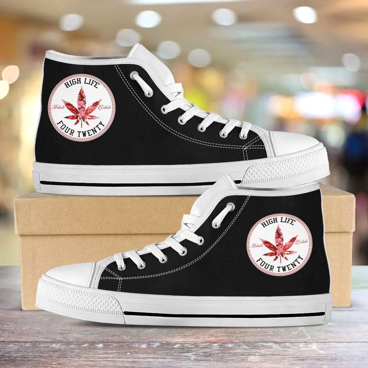 weed high life four twenty Unisex High Top Canvas Shoes Sport