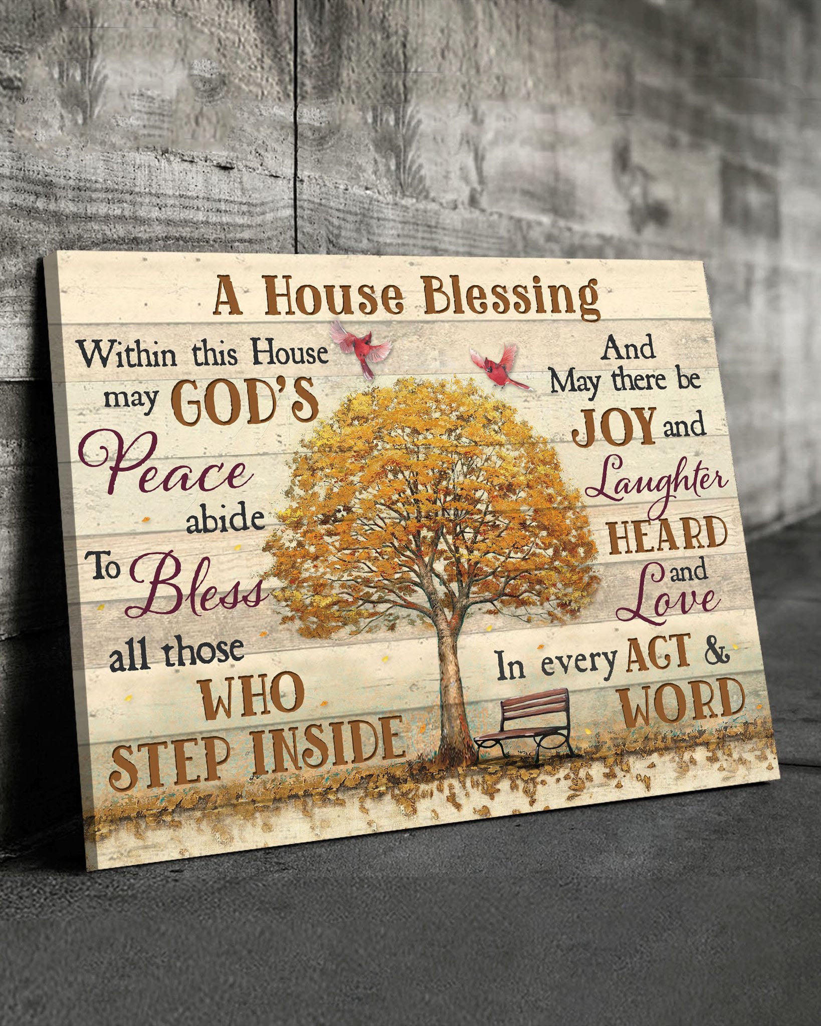 A House Blessing Cardinal Premium Canvas Wall Art