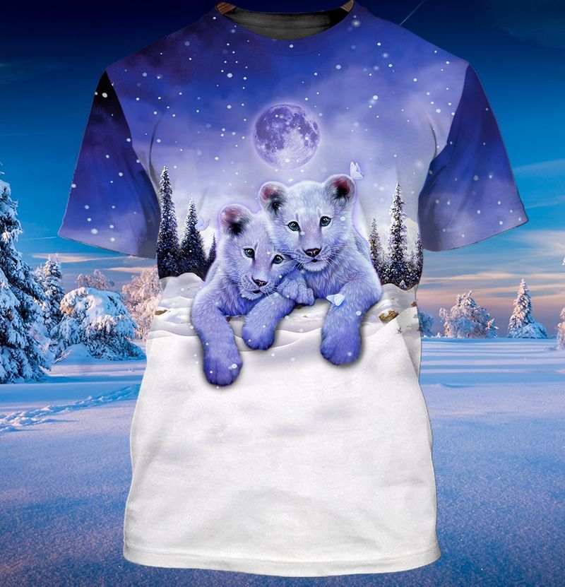 White Lion Couple 3D Full Print Tshirt