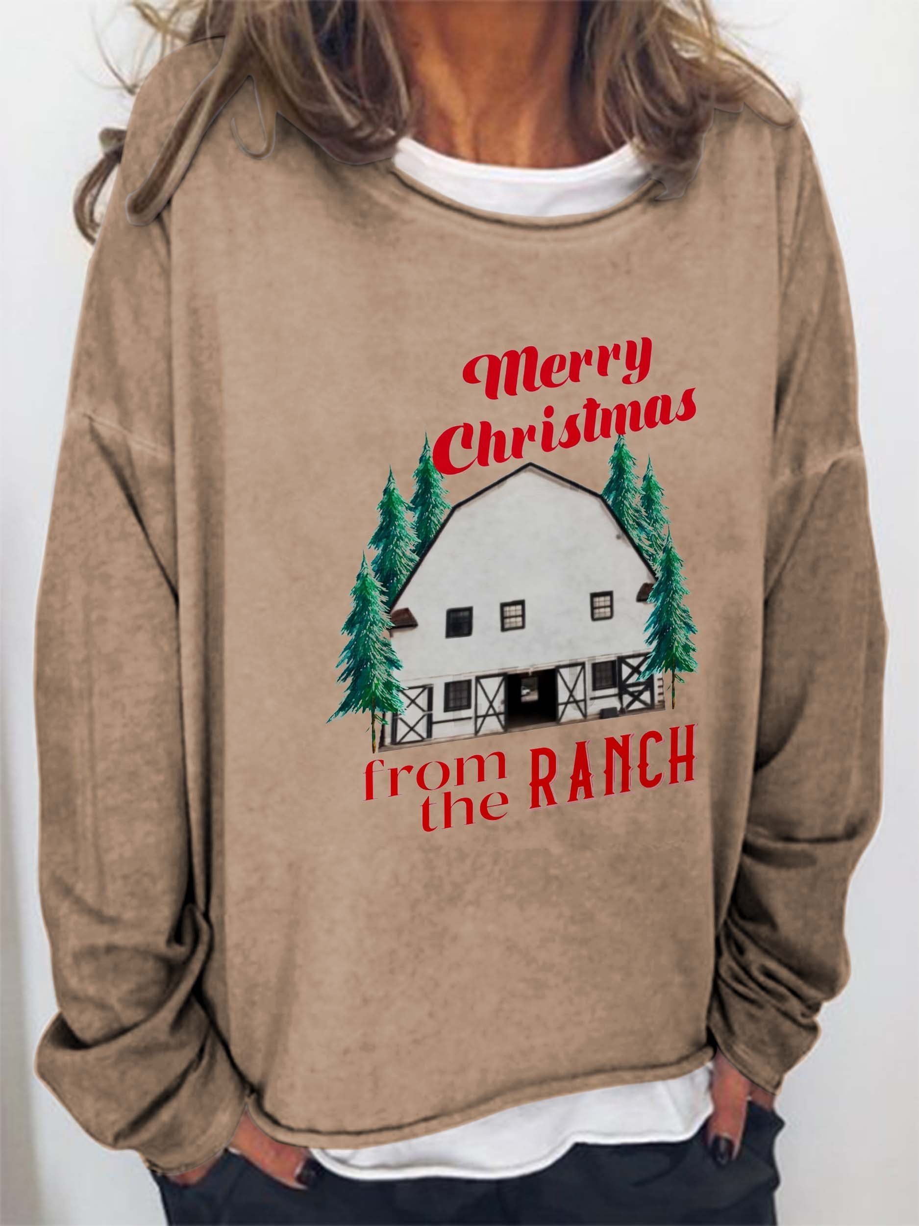 Women’S Merry Christmas From The Ranch Long Sleeve Tee