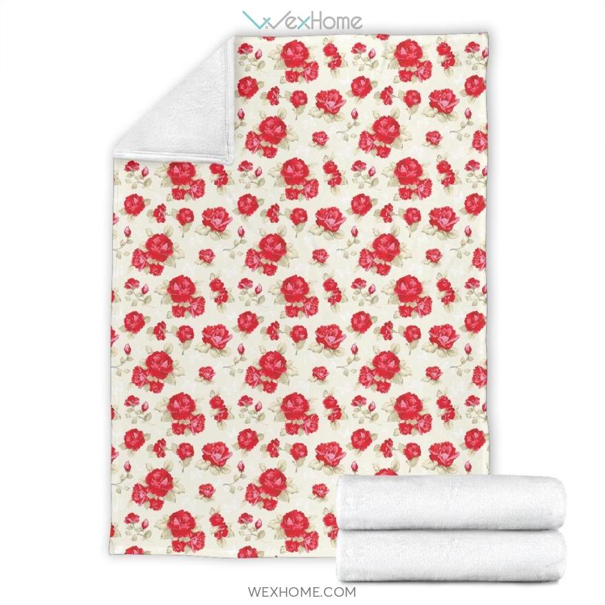 Rose Patterns Print Design Premium Blanket