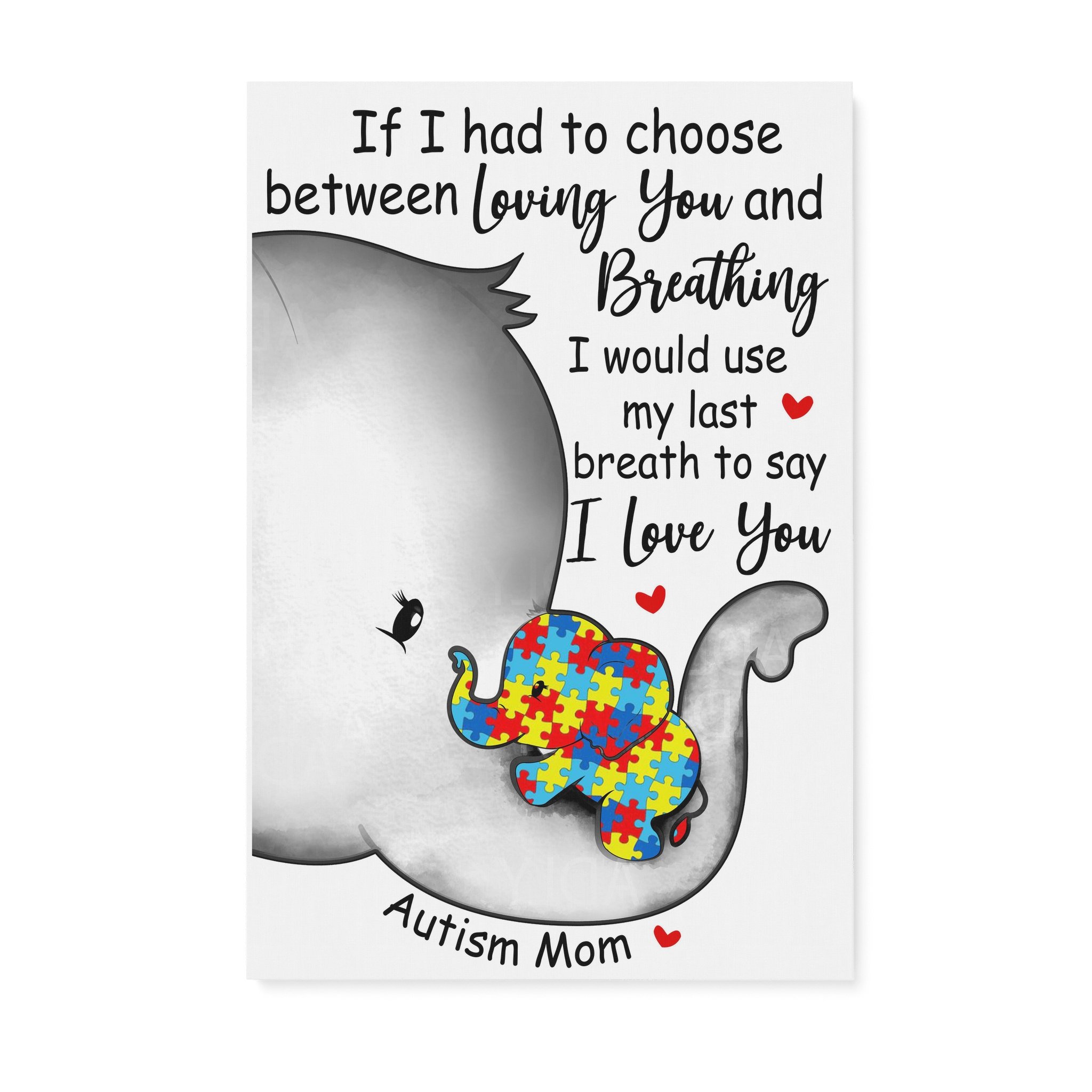 Autism Elephant I Love You Canvas And Poster | Wall Decor Visual Art